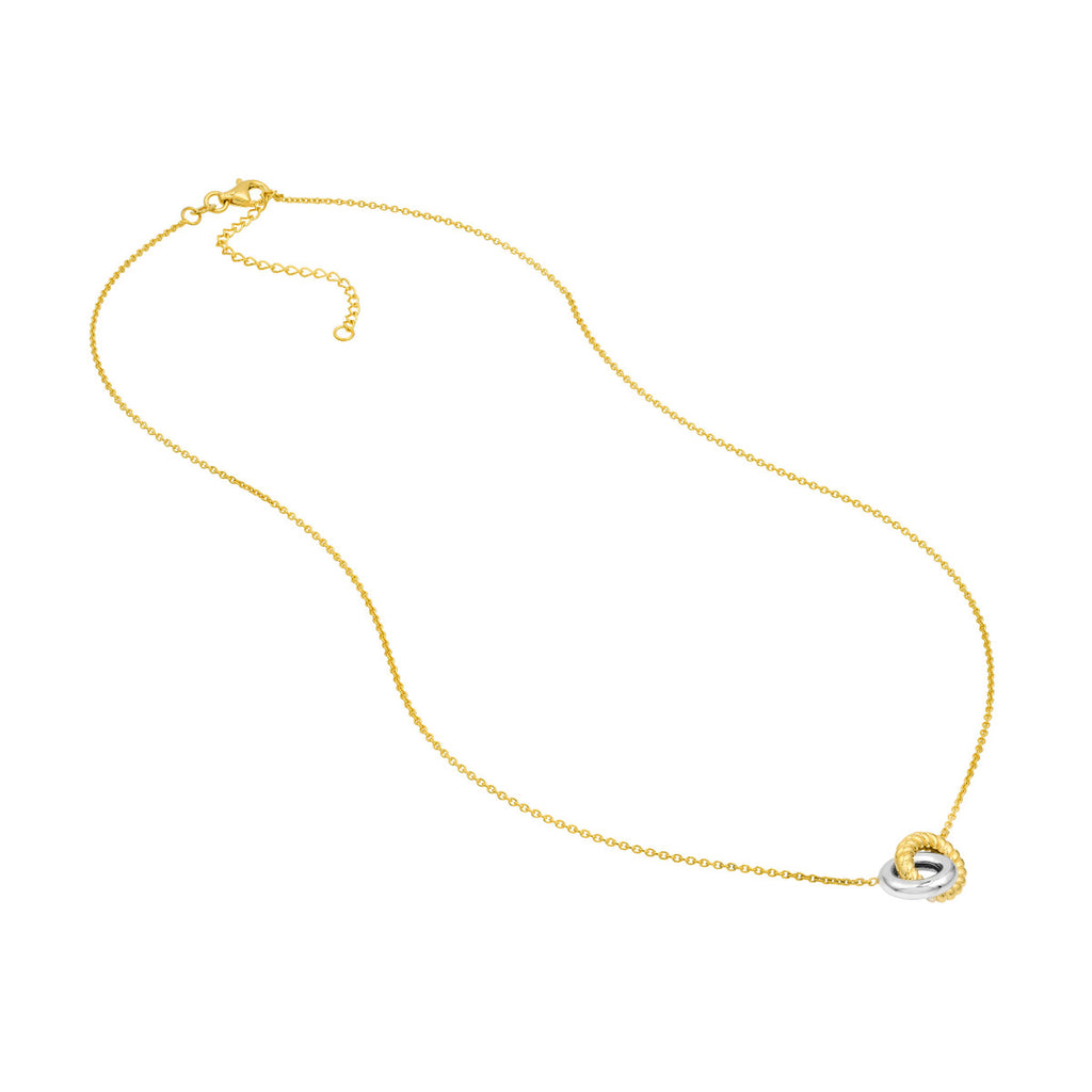 14K white yellow gold cable link necklace.