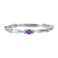 Stackable Color Gemstone Ring in 10 Karat White with 1 RO Amethyst 0.03ctw