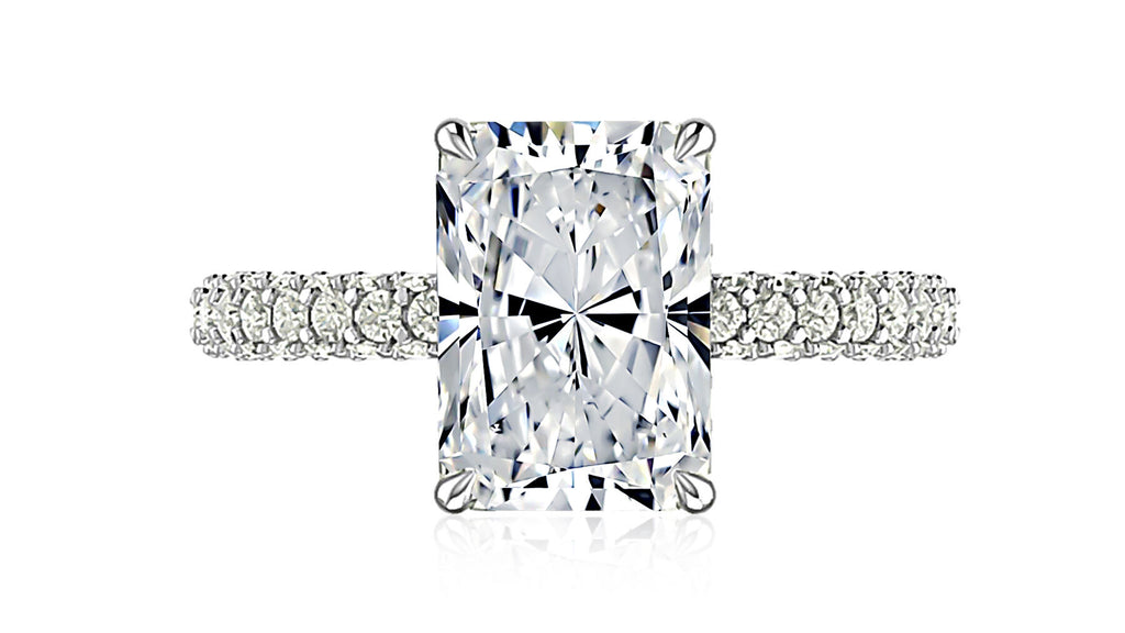 14K white gold diamond semi-mount ring.