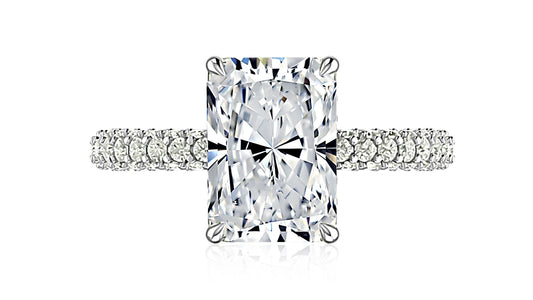 14K white gold diamond semi-mount ring.