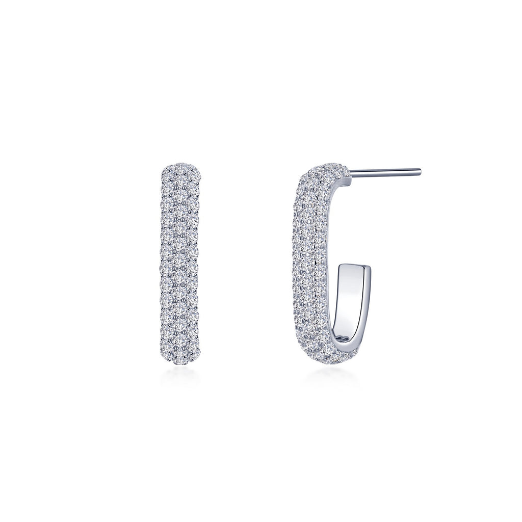 J Hoop Simulated Diamond Earrings in Platinum Bonded Sterling Silver 1.65ctw