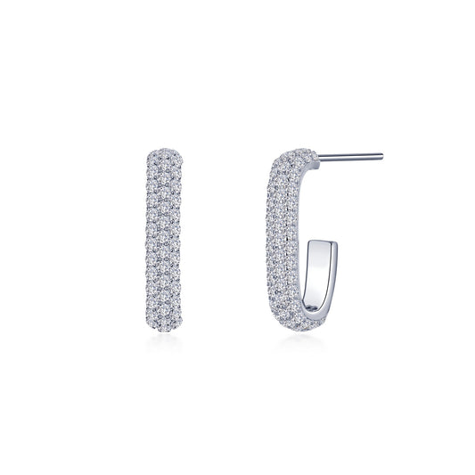 J Hoop earrings with simulated diamonds.