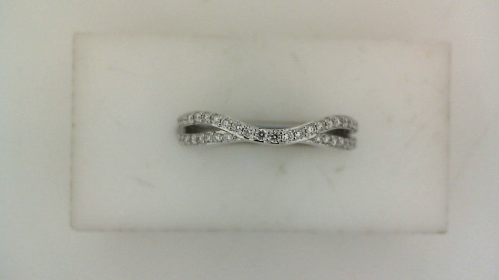 White gold diamond contour wedding band.