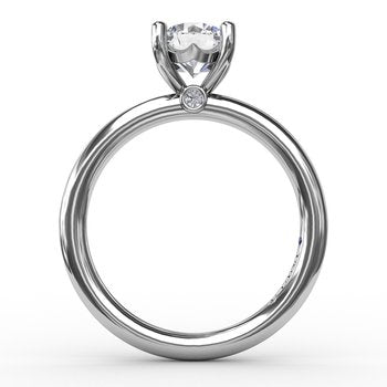 Solitaire Solitaire Semi-Mount Engagement Ring in 14 Karat White with 0.02ctw Round Diamonds