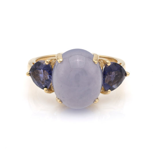 ReMarkable Estate Color Gemstone Ring in 14 Karat Yellow Gold with 1 Cabochon Lavender Quartz 4.88ctw 12mm-12mm