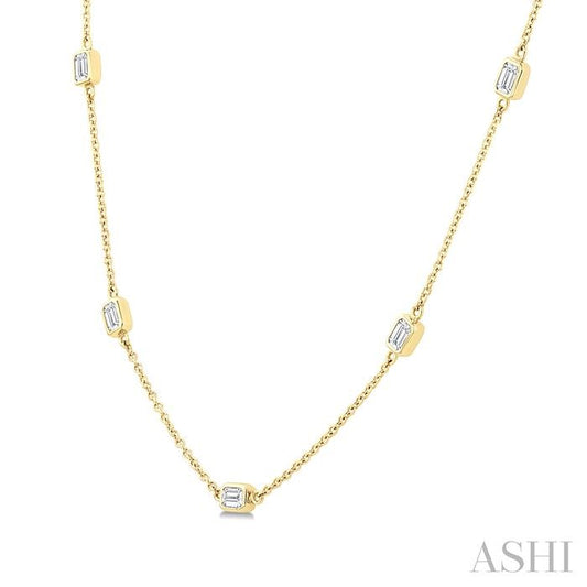 ReMARKable Designs Diamonds By The Yard Natural Diamond Necklace in 14 Karat Yellow Gold with 1.5ctw Round Diamonds, Cable Link Chain, Lobster Claw Clasp