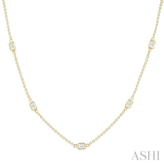 ReMARKable Designs Diamonds By The Yard Natural Diamond Necklace in 14 Karat Yellow Gold with 1.5ctw Round Diamonds, Cable Link Chain, Lobster Claw Clasp