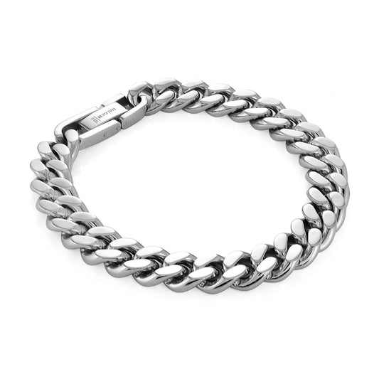 Curb Link Bracelet (No Stones) in Stainless Steel White