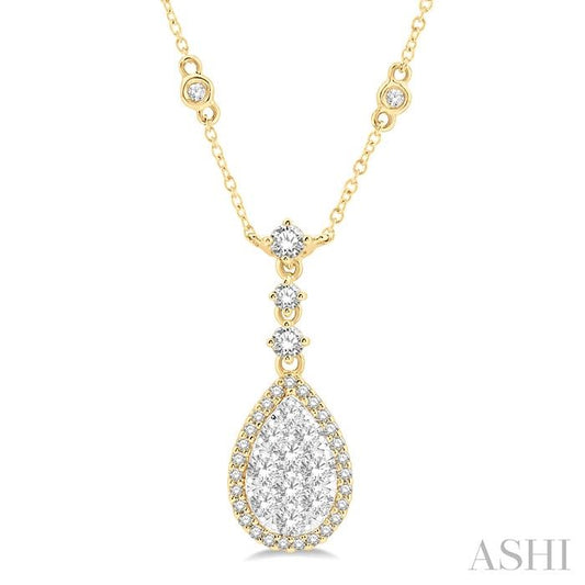 ReMARKable Designs Color Gemstone Pendant Necklace in 14 Karat Yellow Gold, Clarity: SI2-I1, Color: I/J, Cable Link Chain with Lobster Claw Clasp