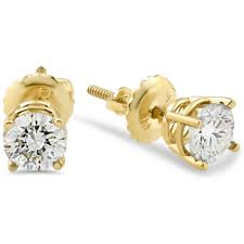 ReMARKable Estate Natural Diamond Studs in 14 Karat Yellow Gold with J/K I2 Round Diamonds