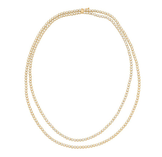 Natural Diamond Necklace in 14 Karat Yellow with 9.75ctw G SI1 Round Diamonds