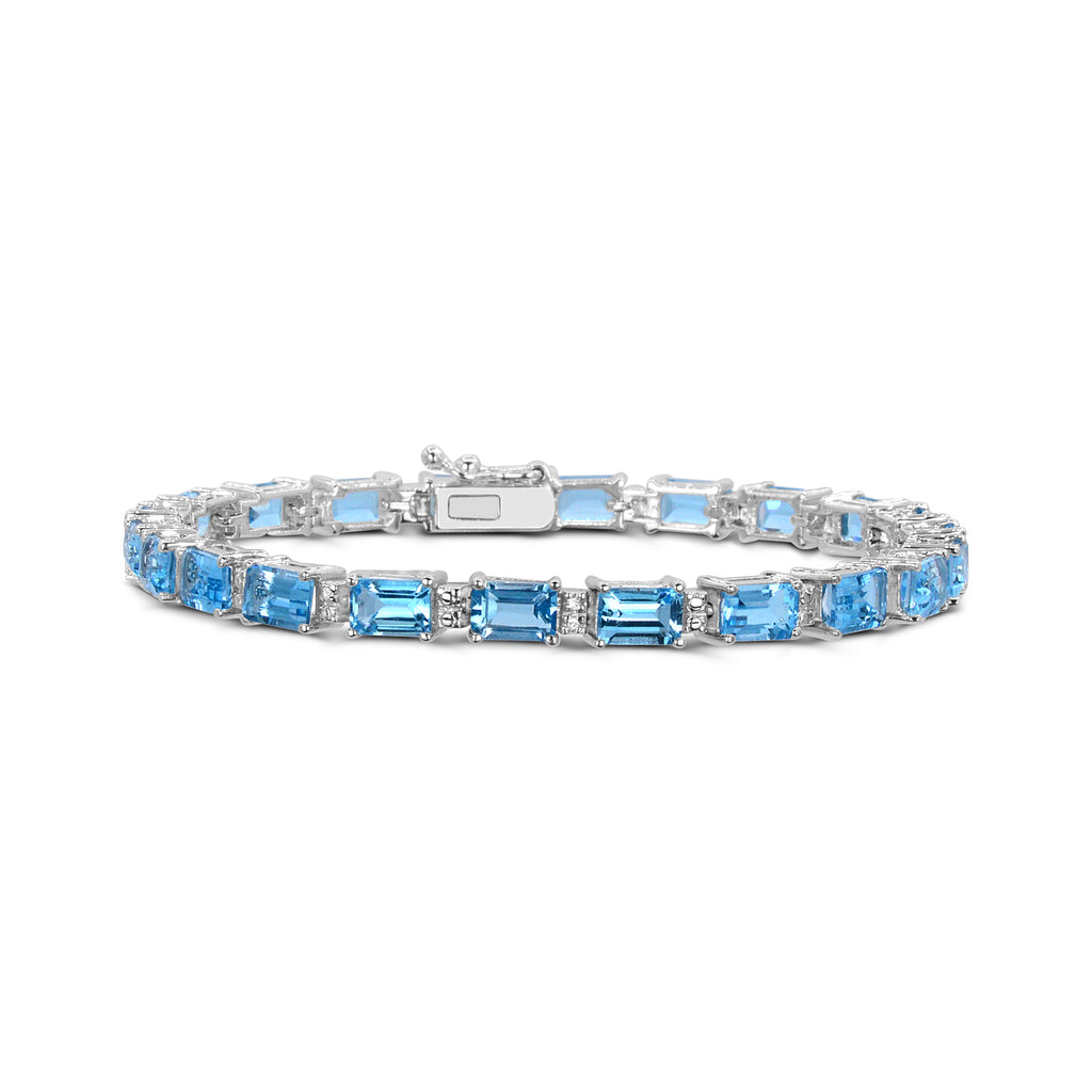 Sterling silver bracelet with blue topazes.