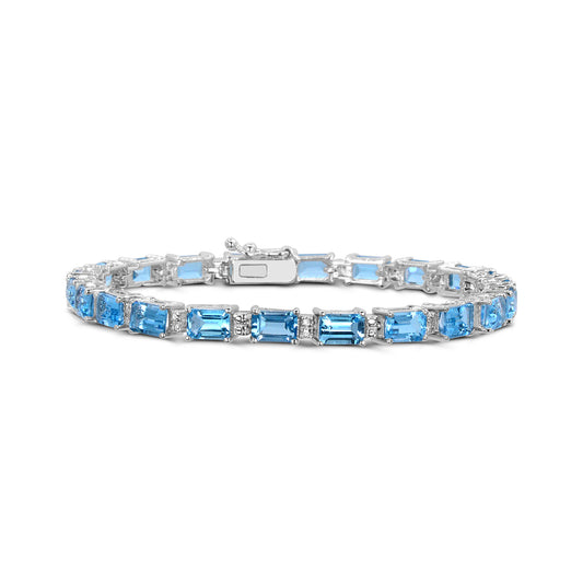 Sterling silver bracelet with blue topazes.