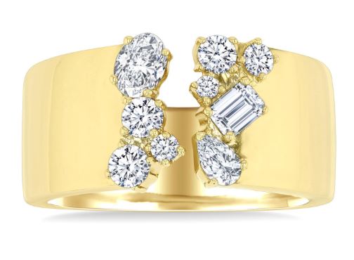 ReMARKable Designs Natural Diamond Ring in 14 Karat Yellow Gold with 0.74ctw Various Shapes Diamonds