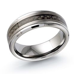 Carved Band (No Stones) in Tungsten Carbide White - Black 8MM