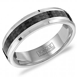 Carved Band (No Stones) in Tungsten Carbide Black - Grey 6MM