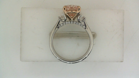 ReMARKable Designs Hidden Accent Side Stone Lab-Grown Diamond Complete Engagement Ring in 14 Karat White Gold with 2.72ct Oval Lab-Grown Diamond, Clarity: VS1
