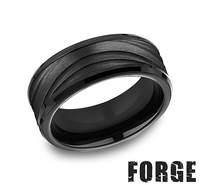 Black titanium carved band, polished satin finish.