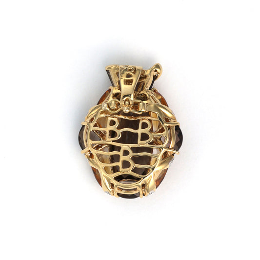 ReMarkable Estate Color Gemstone Necklace with 4 Unique Smokey Quartz in 18 Karat Yellow Gold