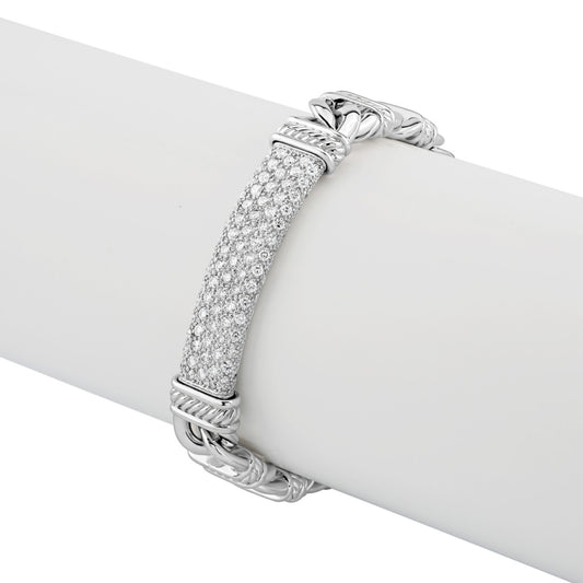 18K white gold bracelet with round diamonds.