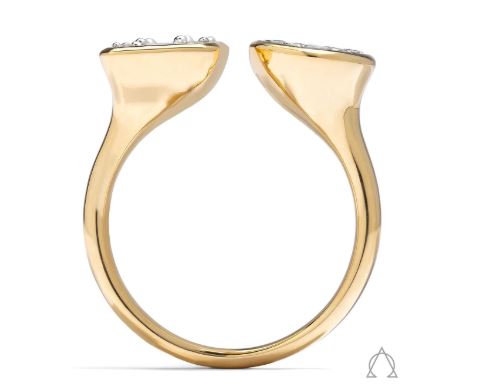 18K yellow gold ring with various diamonds.