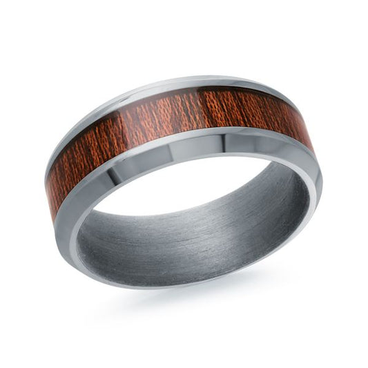 Carved Band (No Stones) in Tantalum White - Brown 8MM