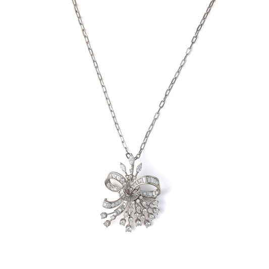Marks Estate Department 2 Natural Diamond Necklace in 14 Karat Platinum White with 1.66ctw G/H SI2-I1 Round Diamonds