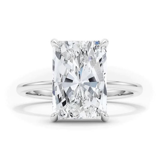Solitaire Lab-Grown Diamond Complete Engagement Ring in 14 Karat White with 3.01ctw G VS2 Radiant Lab Grown Diamond