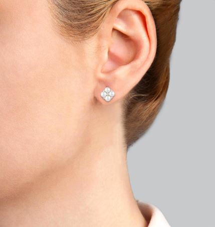 Ashi Diamonds, LLC Stud Color Gemstone Earrings in 10 Karat Yellow Gold with 8 Cultured Pearls 4mm