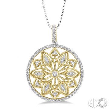 Earth Mined Diamond Necklace in 10 Karat White - Yellow with 0.24ctw Round Diamond