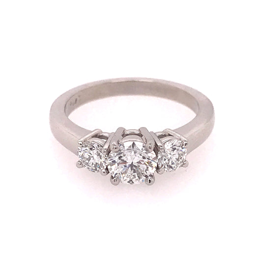 3-Stone Natural Diamond Complete Engagement Ring in Platinum White with 2.01ctw H SI1 Round Diamond