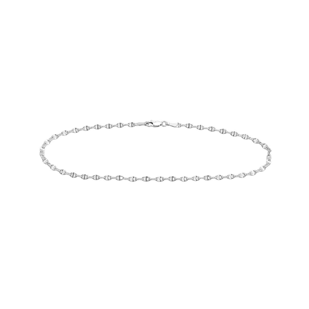 14K white gold ankle bracelet, lobster clasp.