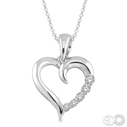 Natural Diamond Necklace in Sterling Silver White with 0.03ctw Round Diamonds