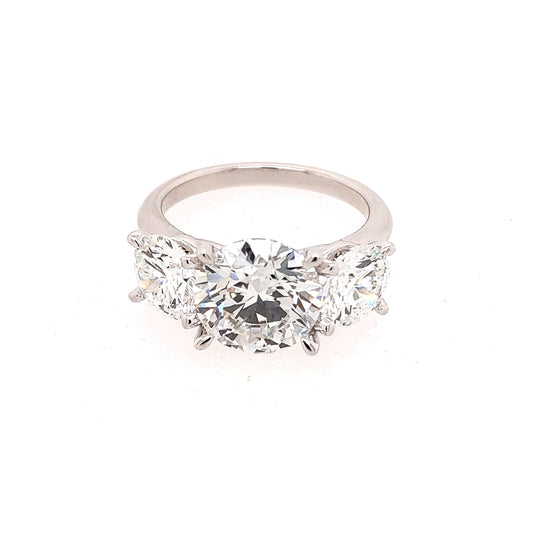 Three-stone lab-grown diamond engagement ring.