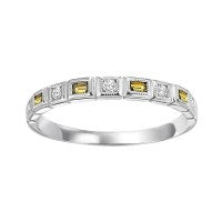 Semi-Precious Color Collection Stackable Color Gemstone Band in 10 Karat White with 4 Baguette Citrines 0.12ctw