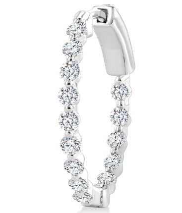 ReMARKable Designs Small Hoop Natural Diamond Earrings in 14 Karat White Gold with 1.00ctw Round Diamonds