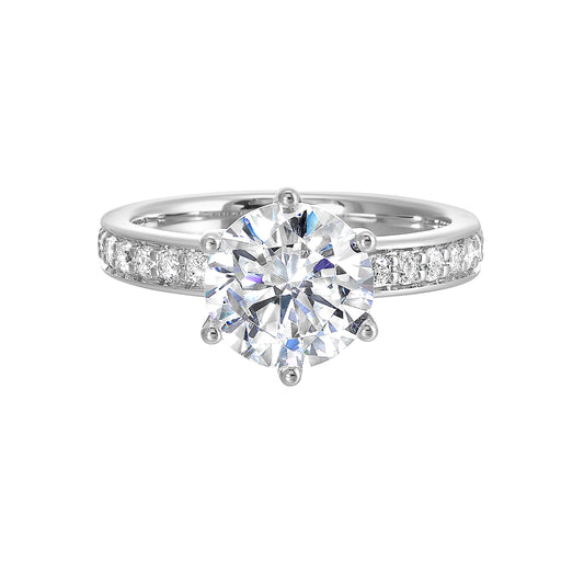 Side Stone Natural Diamond Semi-Mount Engagement Ring in 14 Karat White with 18 Round Diamonds, totaling 0.32ctw