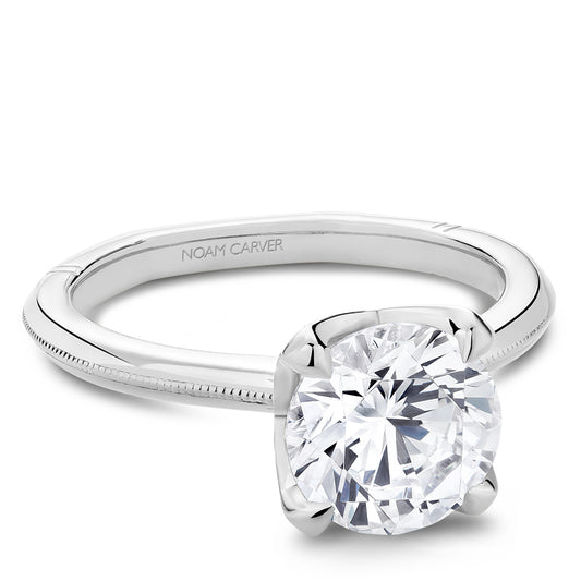 14K white gold diamond-accent engagement ring.