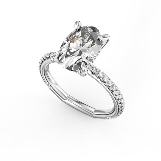 14K white gold diamond semi-mount ring.