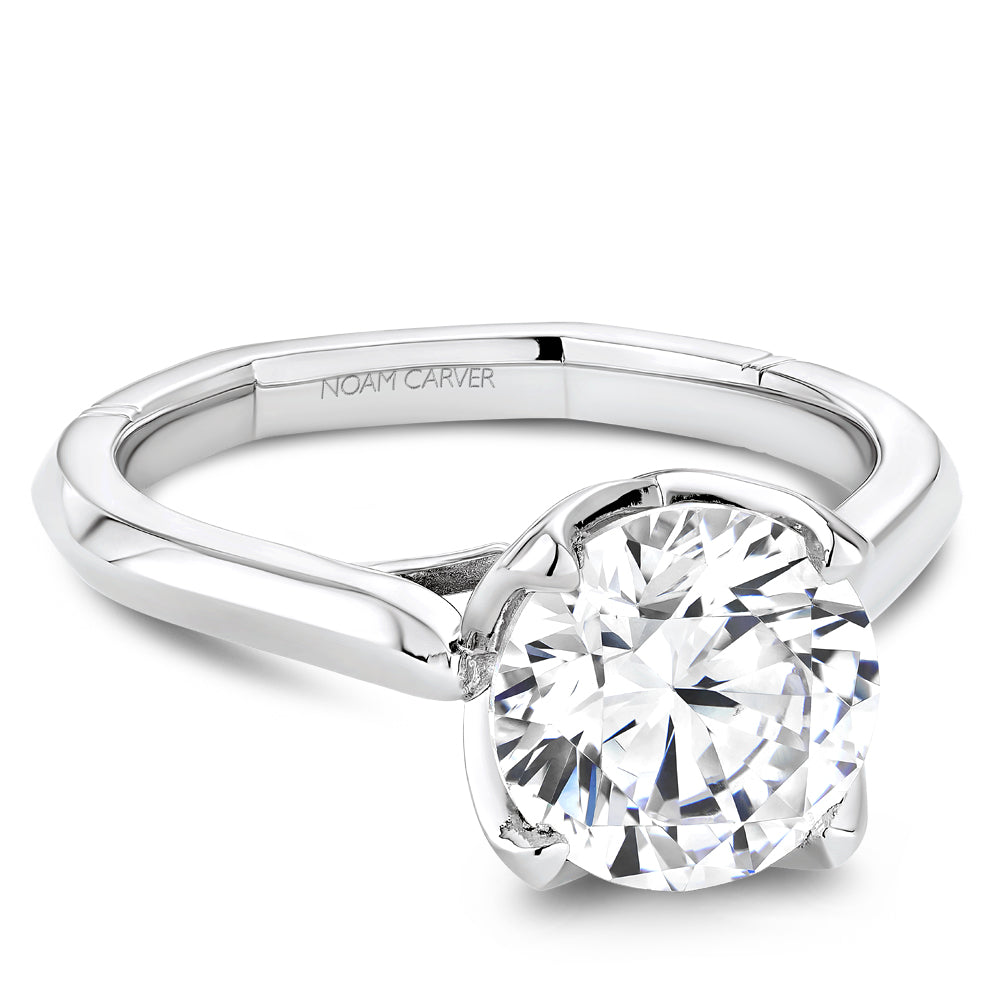 14K white gold solitaire ring setting.