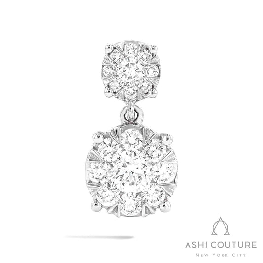 Dangle earrings with round diamonds in white gold.