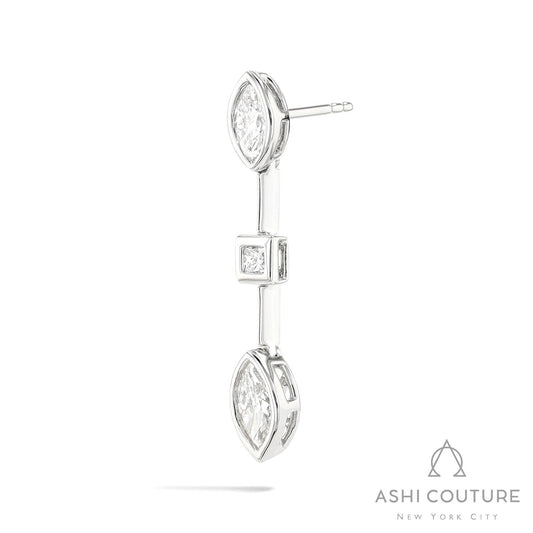 ReMARKable Designs Diamonds, LLC Drop Natural Diamond Earrings in 14 Karat White Gold with 1.10ctw Various Shapes Diamonds