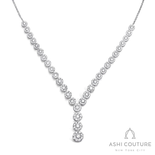ReMARKable Designs Diamonds, LLC Lovebright Collection Natural Diamond Tennis Necklace in 14 Karat White Gold with 3.25ctw Round Diamonds, Sparkle Wheat Chain, Lobster Claw Clasp