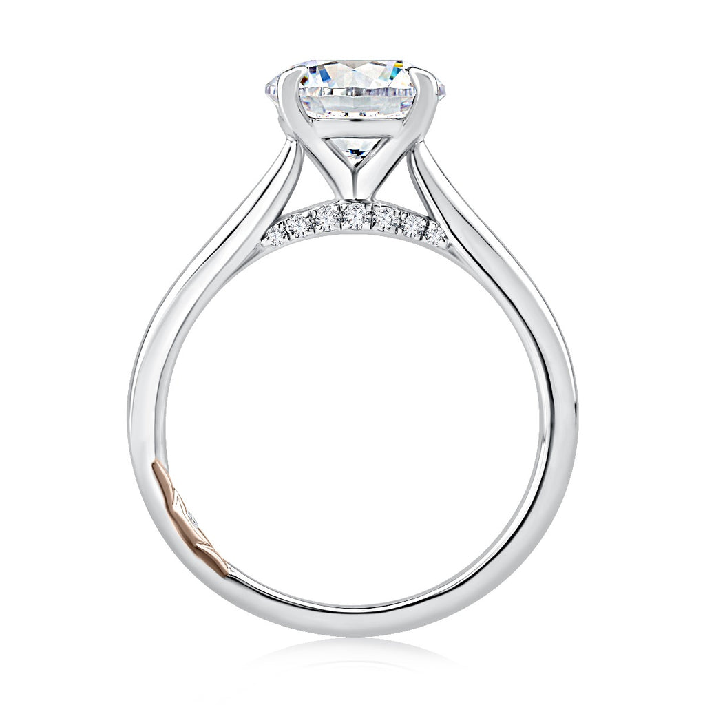 14K white gold ring with hidden diamonds.