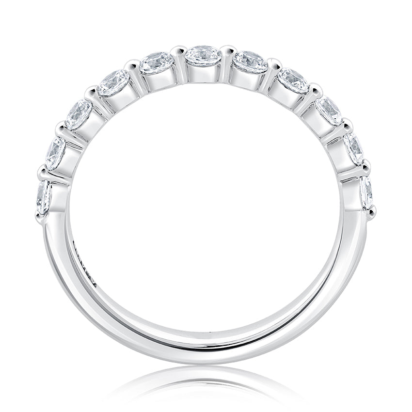 Stackable diamond band in white gold.