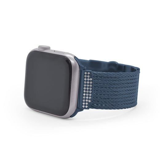 Blue cable band with round diamonds.