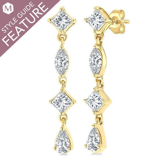 ReMARKable Designs, LLC Natural Diamond Earrings in 14 Karat Yellow Gold with 0.50ctw Various Shapes Diamond