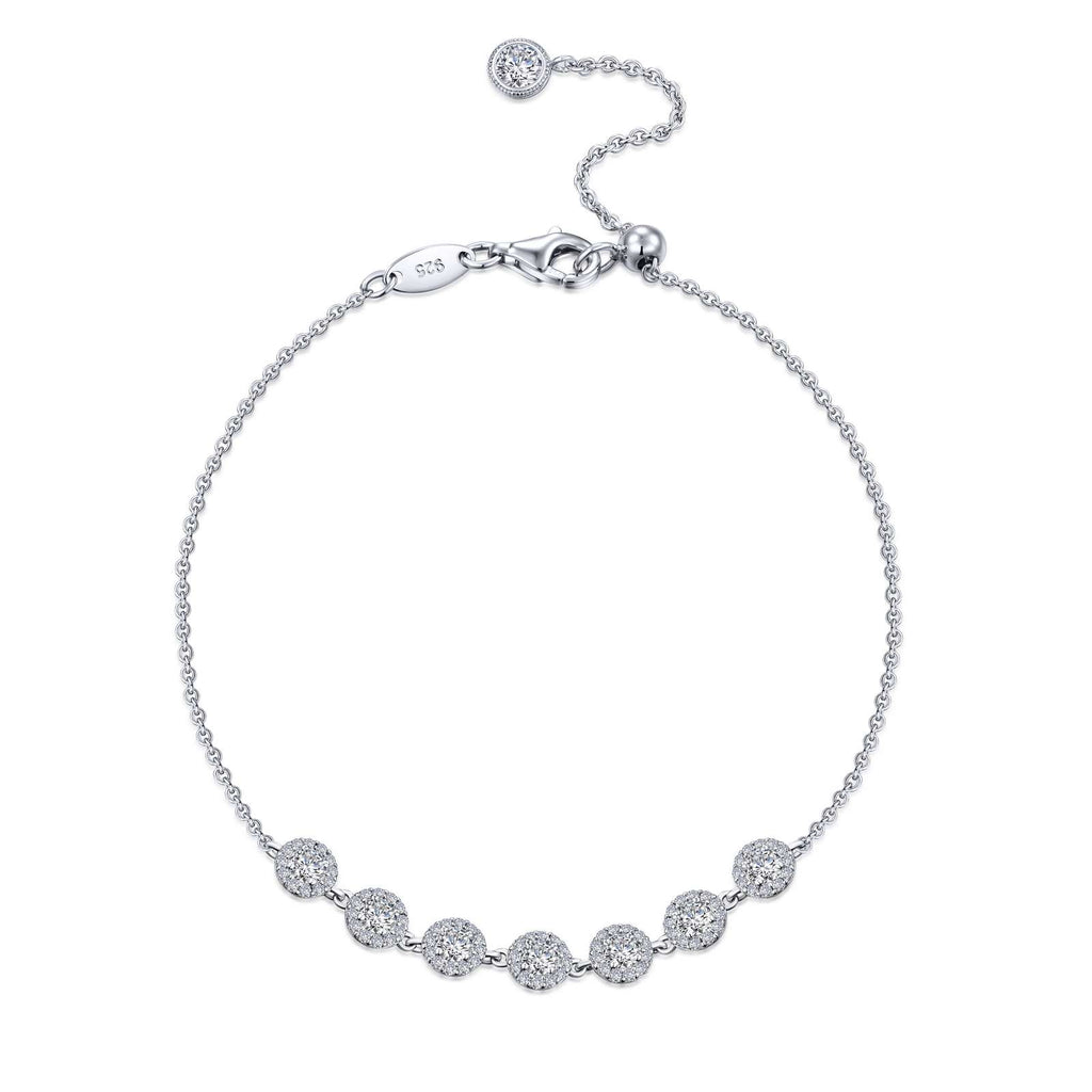 Simulated diamond bracelet in platinum silver.