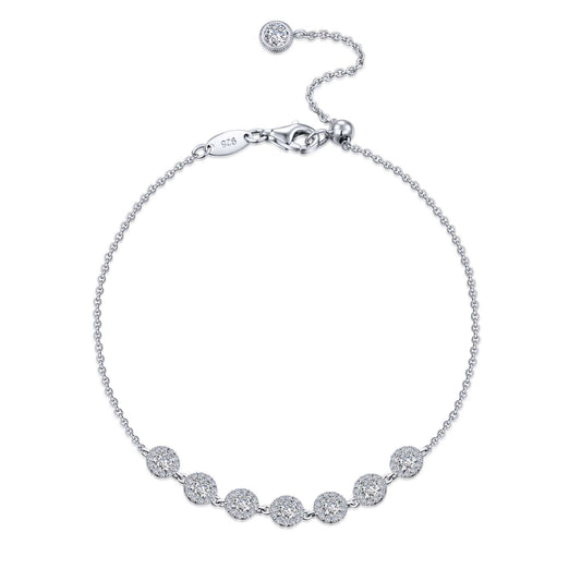 Simulated diamond bracelet in platinum silver.
