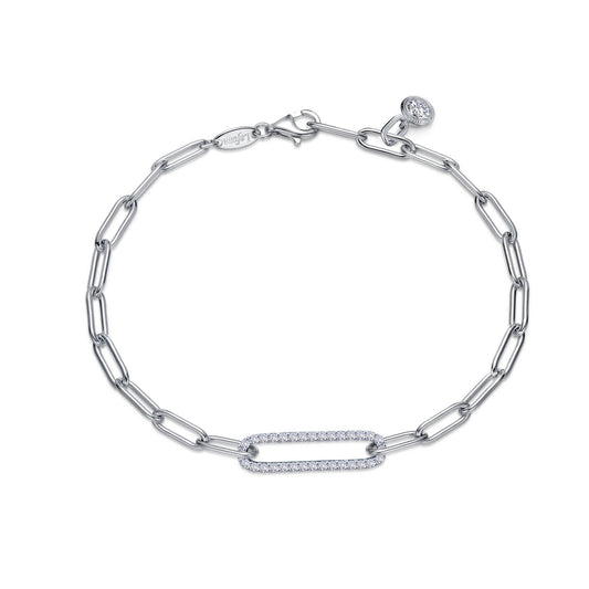 Simulated diamond bracelet, platinum bonded silver.
